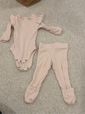 Nordstrom Light Pink Ribbed One-Piece with Footed Pants